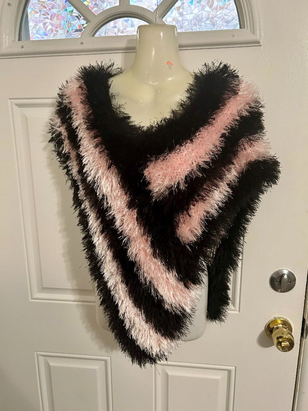 Pink & Black Shawl - Handmade Fits Up to Size Large 40 Bust